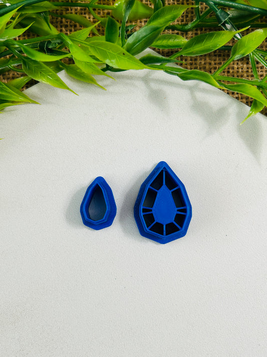 2pc Teardrop Bezel Gemstone Cutter Set Polymer Clay Cutter 5 Sizes You Choose