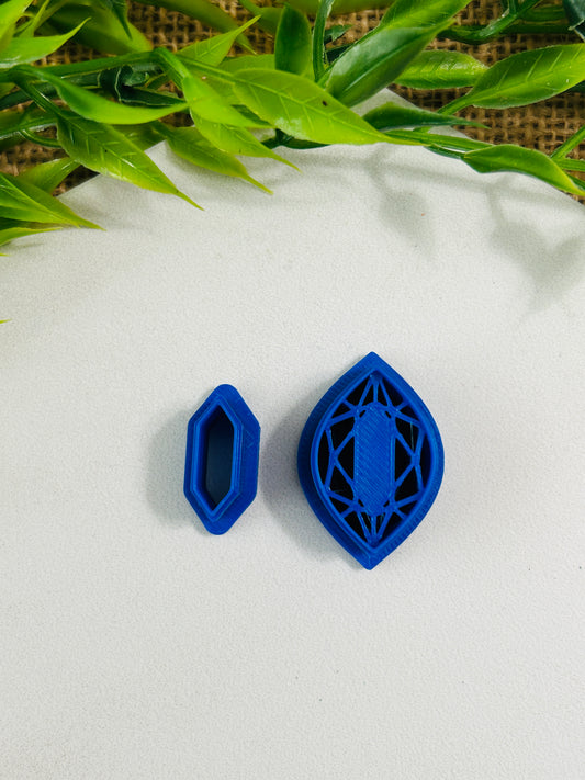 2pc Marquise Cats Eye Bezel Gemstone Cutter Set Polymer Clay Cutter 5 Sizes You Choose