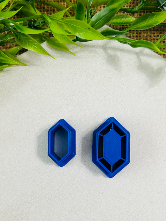2pc Long Hexagon Rupee Bezel Gemstone Cutter Set Polymer Clay Cutter 5 Sizes You Choose
