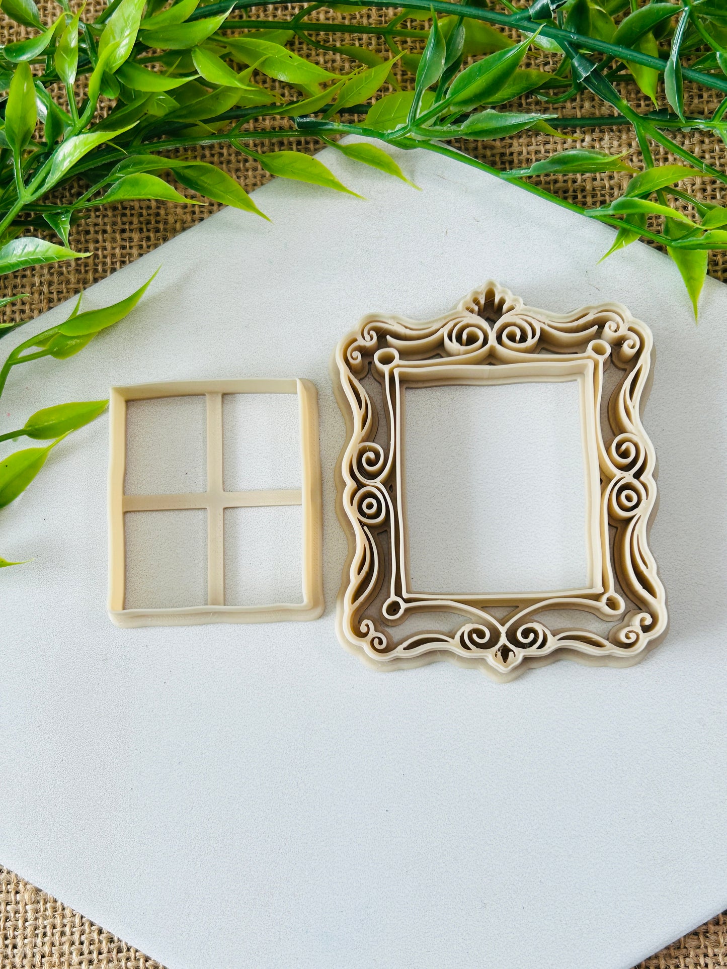 2Pc Large Ornate Rectangle Imprint Frame Polymer Clay Cutter Set