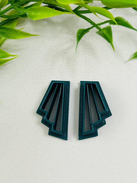 2pc Art Deco Angles Imprint Polymer Clay Cutter 2 Sizes You Choose