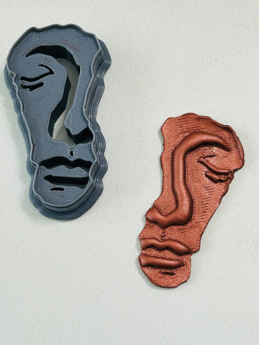 2pc Abstract Half Face Imprint Polymer Clay Cutter 9 Sizes YOU CHOOSE