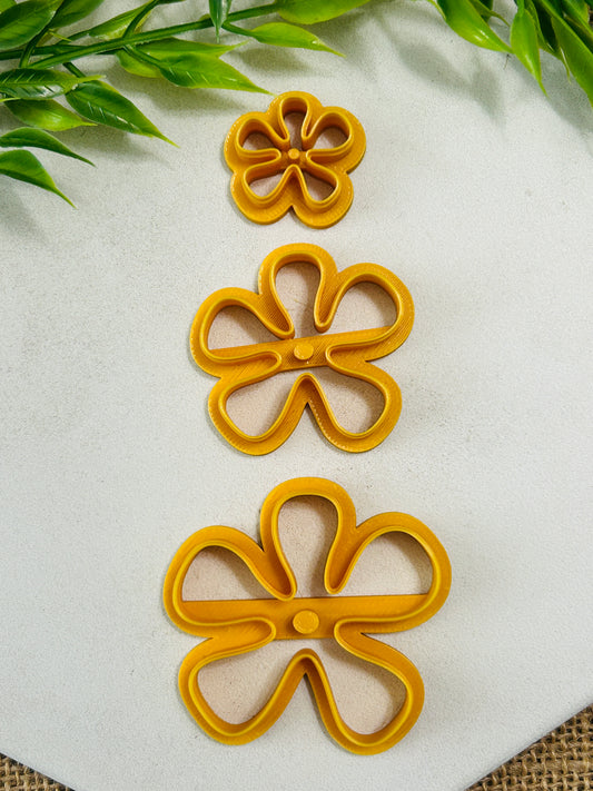 2pc Groovy Flower Imprint Polymer Clay Cutter Set 6 Sizes Available You Choose