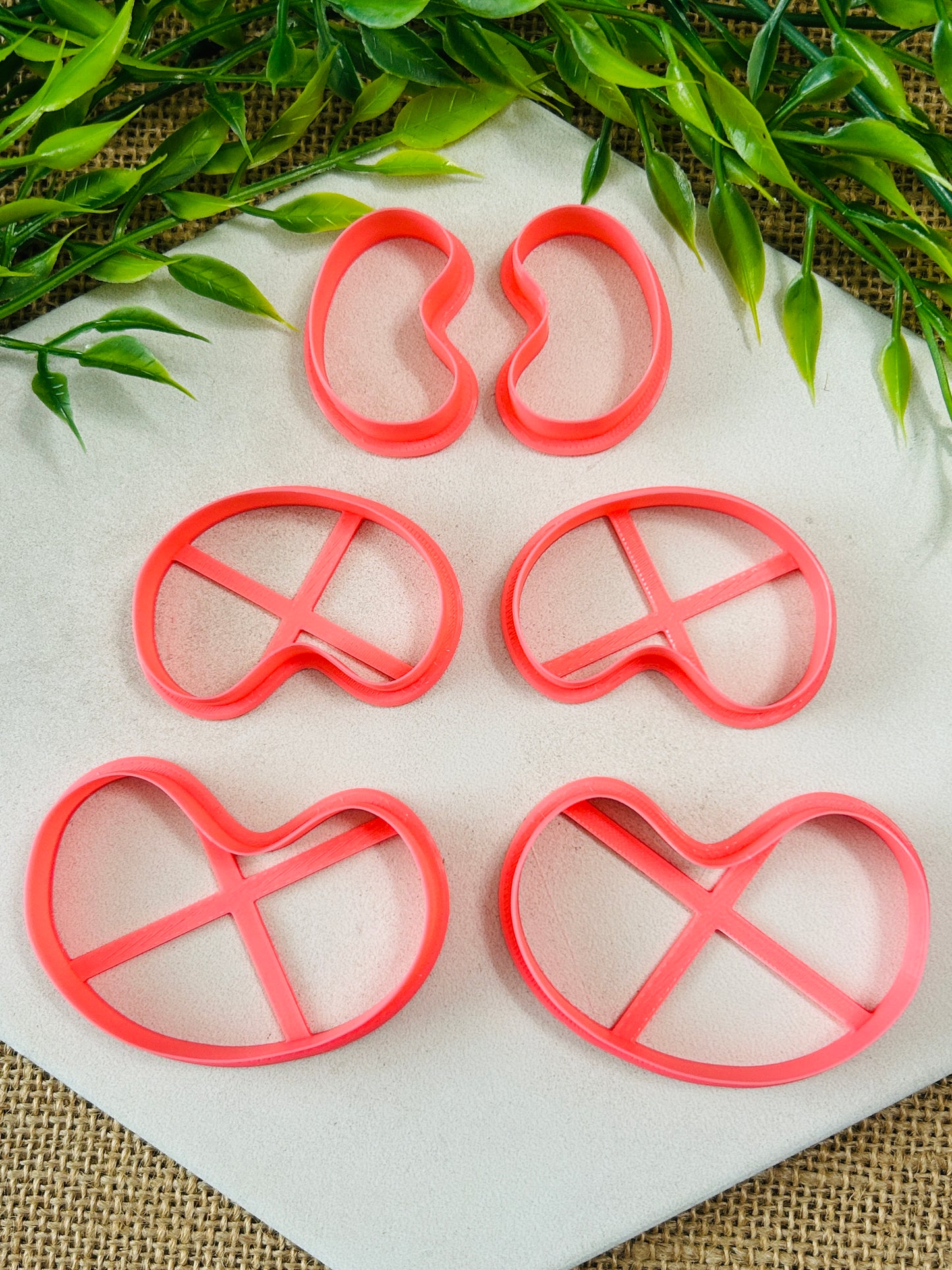 2pc Abstract Bean Outline Cutter Set Polymer Clay Cutter 10 Sizes You Choose