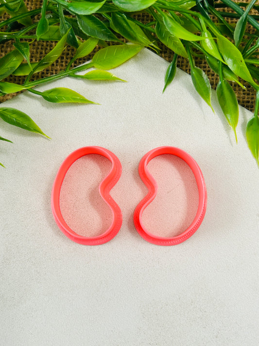 2pc Abstract Bean Outline Cutter Set Polymer Clay Cutter 10 Sizes You Choose