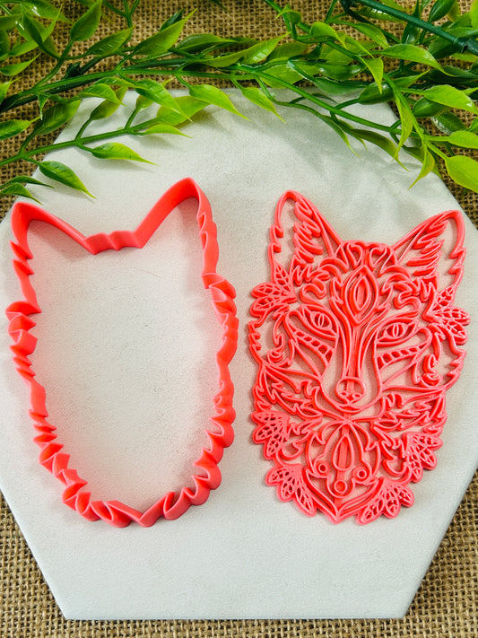 2Pc Woodland Wolf Imprint Trinket Dish Coaster Or Wall Hanging Imprinted Polymer Clay Cutter 2 Sizes YOU CHOOSE