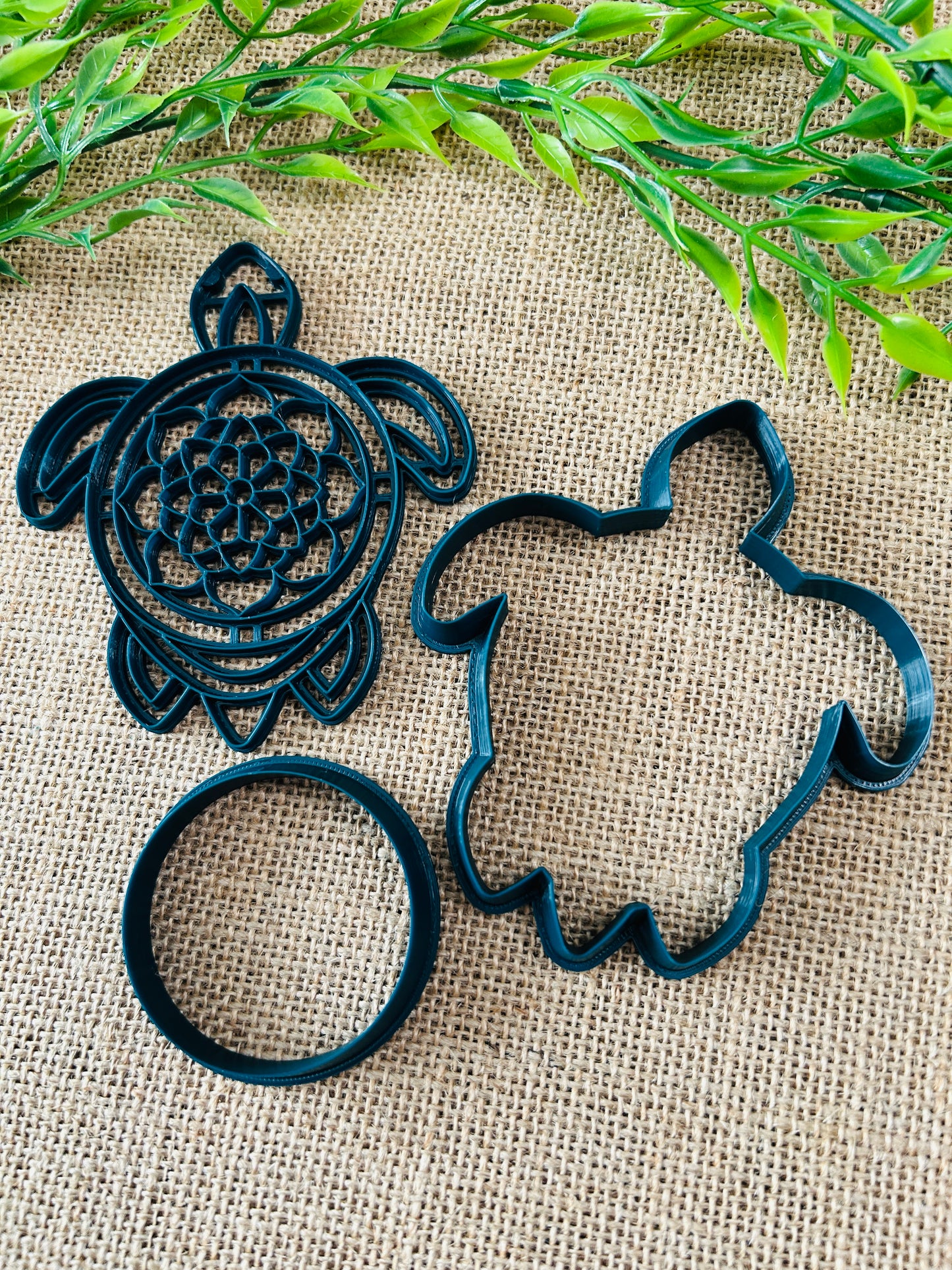 3pc Floral Mandala Turtle Imprint Trinket Dish Coaster Or Wall Hanging Imprinted Polymer Clay Cutter 4 Sizes YOU CHOOSE