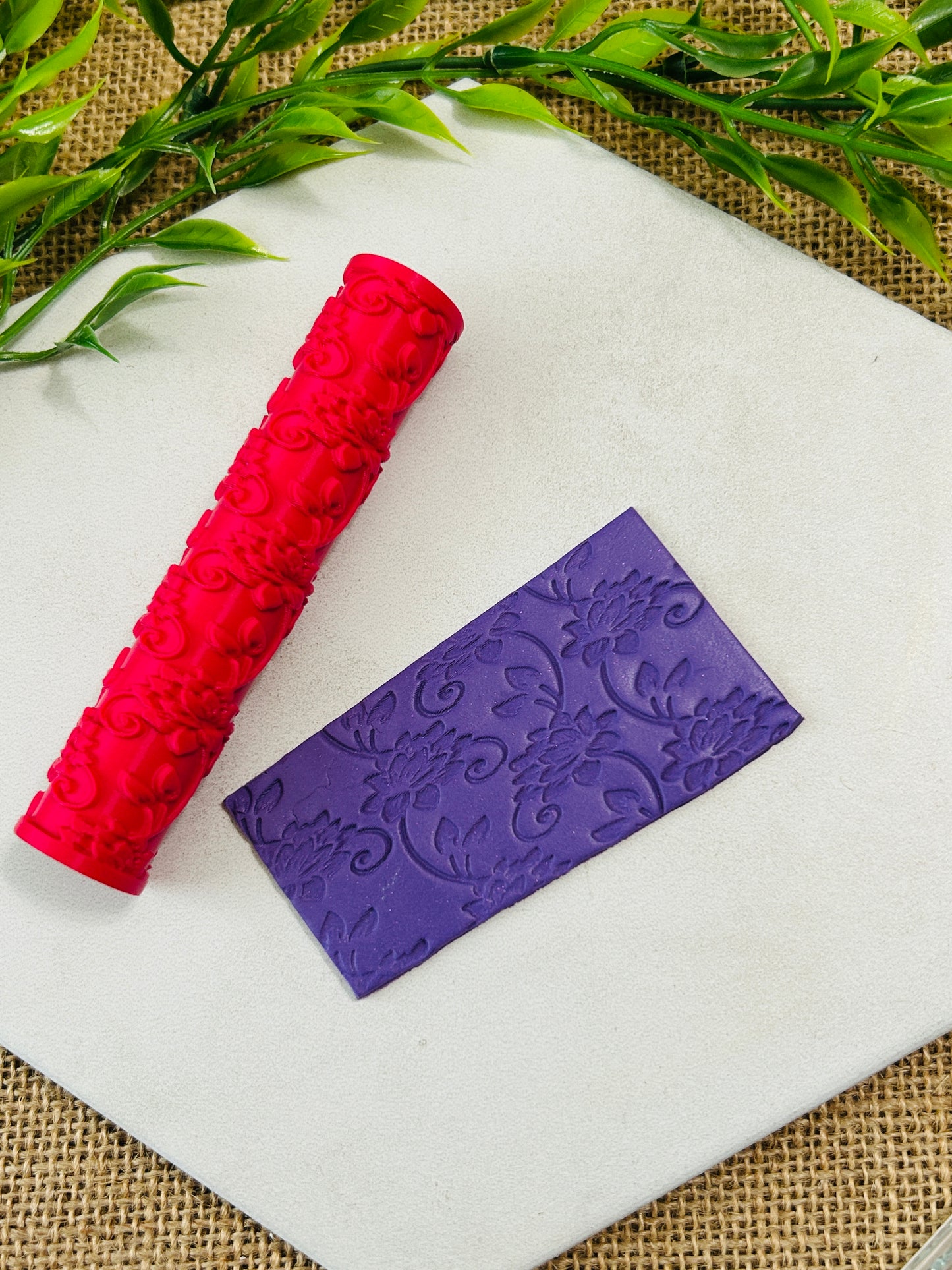 Romantic Flower Vines Texture Roller For Polymer Clay