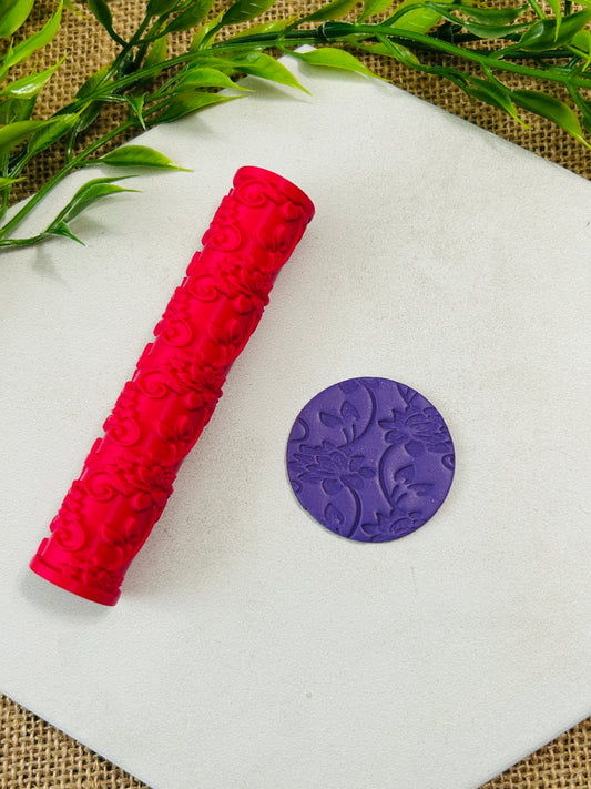 Romantic Flower Vines Texture Roller For Polymer Clay