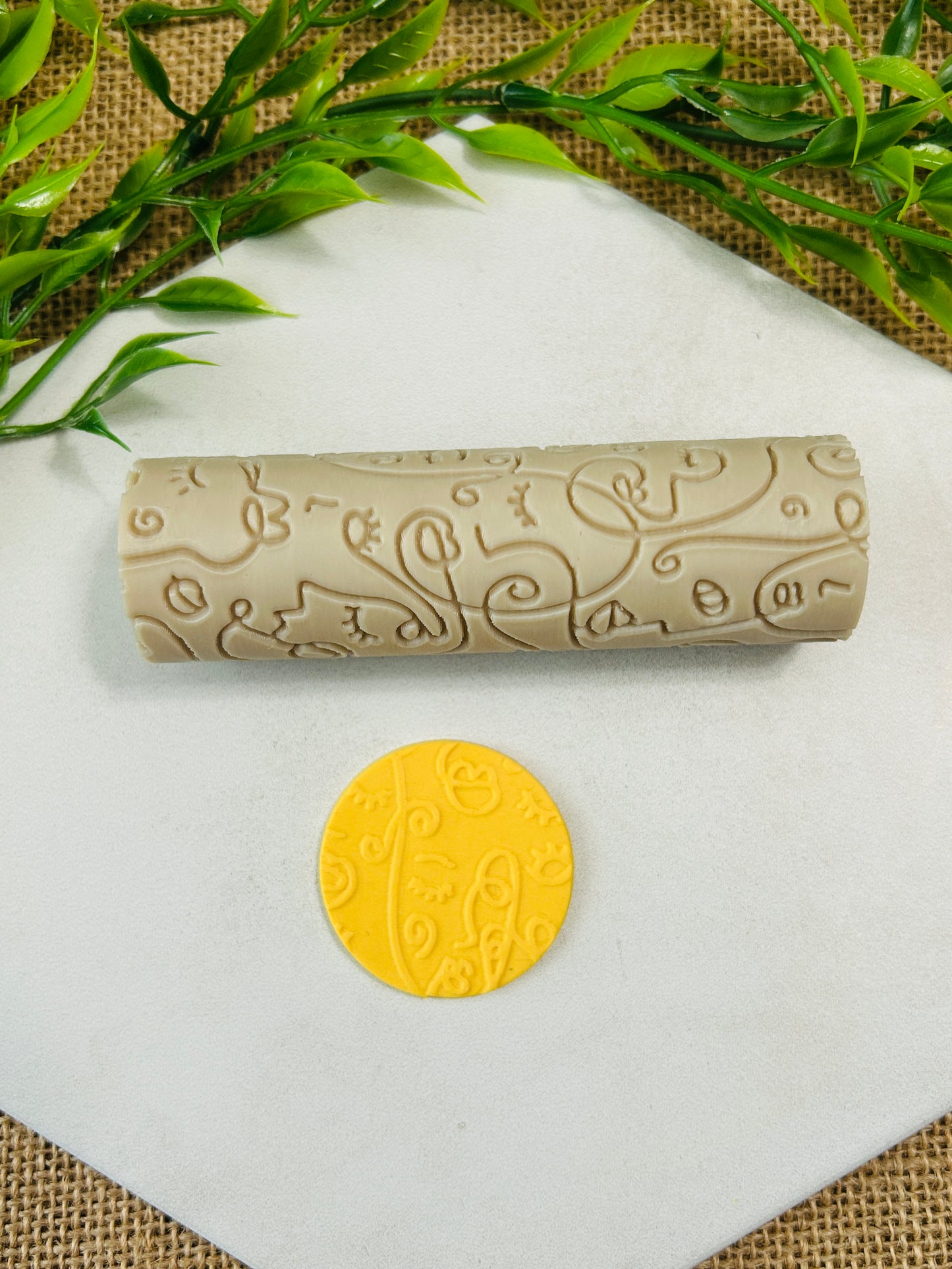 Abstract Faces Pattern Texture Roller For Polymer Clay 2 Styles YOU CHOOSE