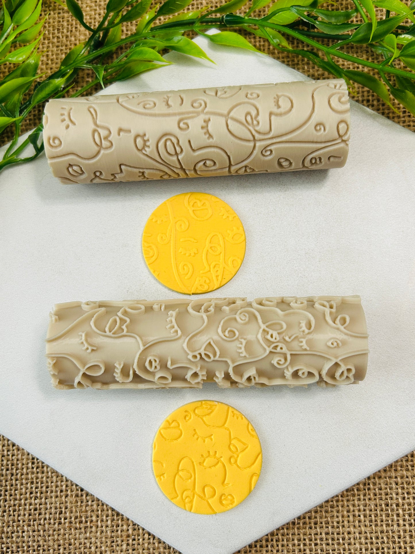 Abstract Faces Pattern Texture Roller For Polymer Clay 2 Styles YOU CHOOSE