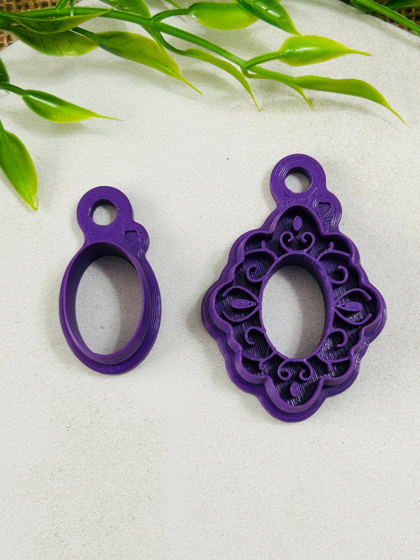 2pc Fancy Frame with Center Cut Out Polymer Clay Cutter Set 2 Sizes You Choose