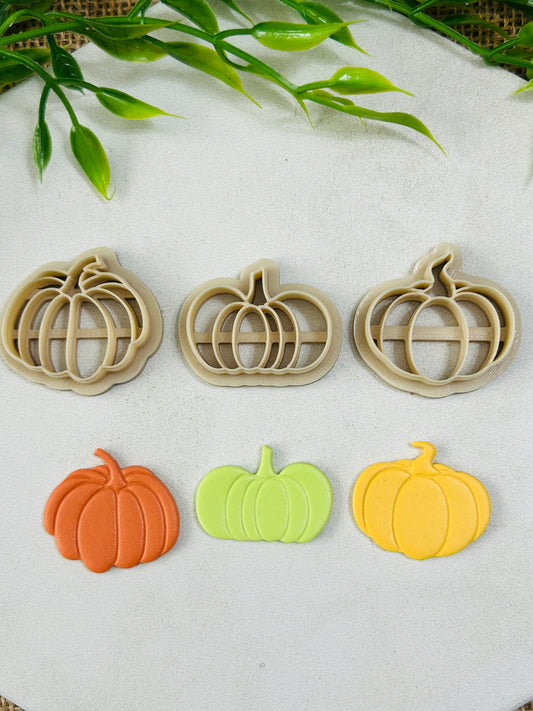 2pc Autumn Pumpkin Gourd Imprint Cutter Set Polymer Clay Cutter 6 Sizes and 3 Styles You Choose