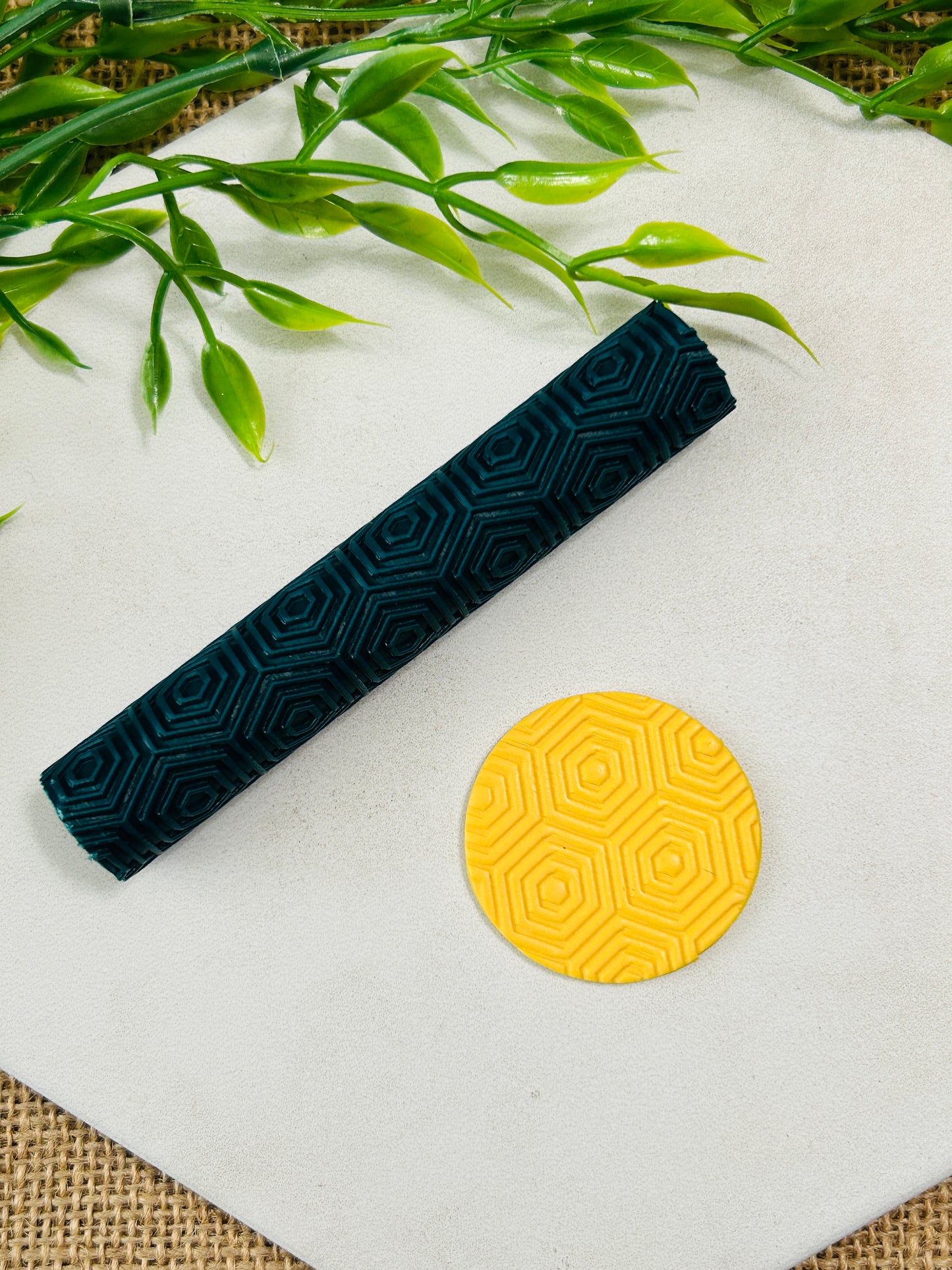 Hexagon Tile Pattern Texture Roller For Polymer Clay