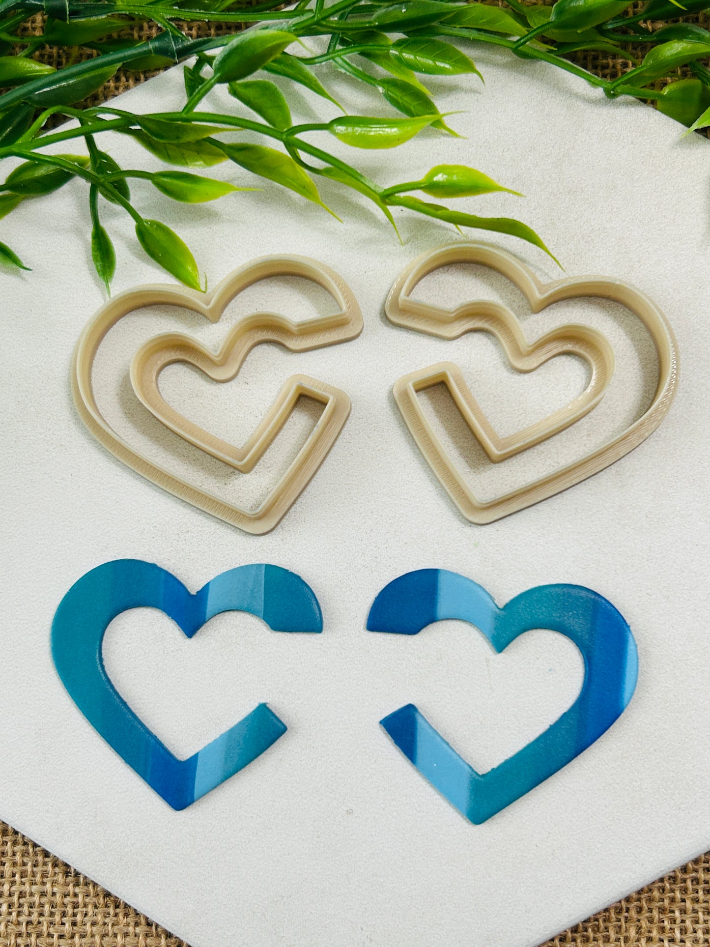 2pc Open Heart Hoop Mirrored Cutter Set Polymer Clay Cutter 5 Sizes You Choose