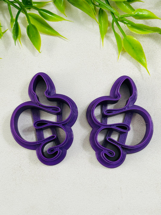 2Pc Snake E Mirrored Polymer Clay Cutter Set 4 Sizes Available You Choose