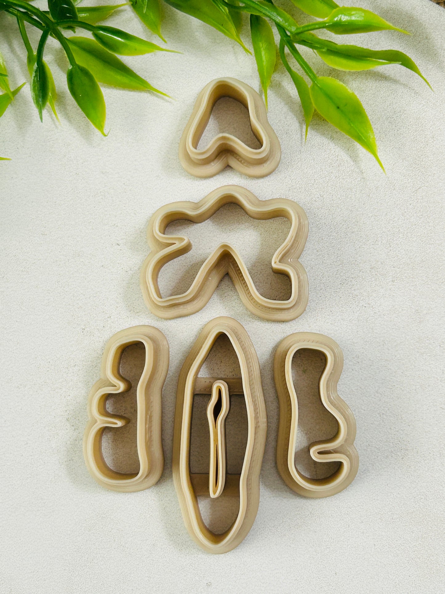 5pc Organic Combo 6 Dangle Polymer Clay Cutter Set 2 Sizes Available You Choose