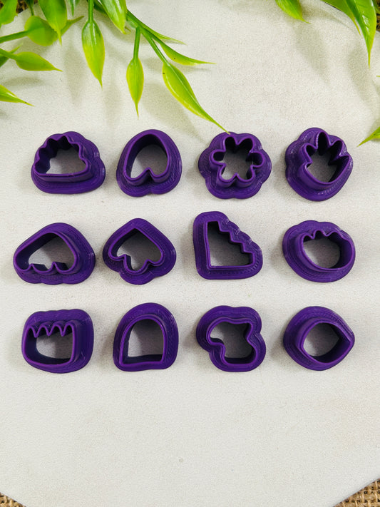 12Pc Assorted Organic Shape Slab or Stud 13mm Polymer Clay Cutter Set
