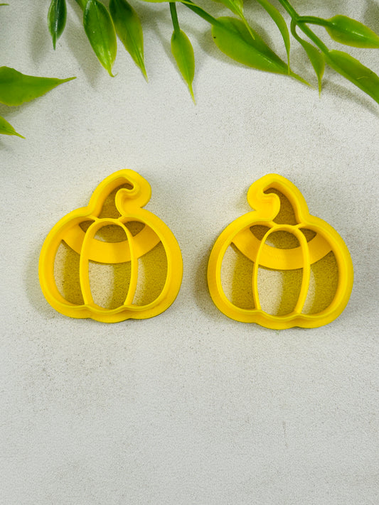 2pc Mirrored Curved Long Stem Pumpkin Imprint Polymer Clay Cutter Set 8 Sizes You Choose