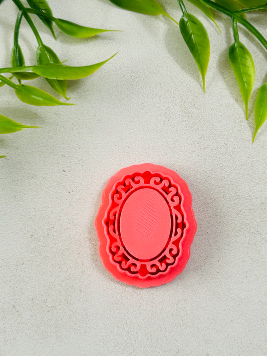 Fancy Decorative Oval Imprint Cameo Frame Style 2 Polymer Clay Cutter Set 5 Sizes You Choose