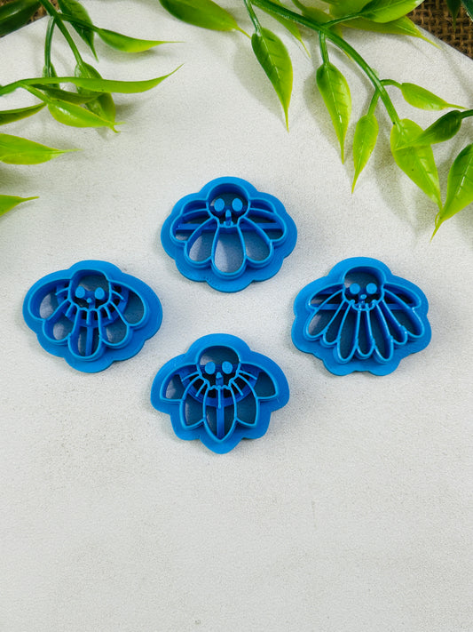 Doom Bloom Droopy Skull Half Flower Imprint Polymer Clay Cutter 4 Styles and 5 Sizes YOU CHOOSE