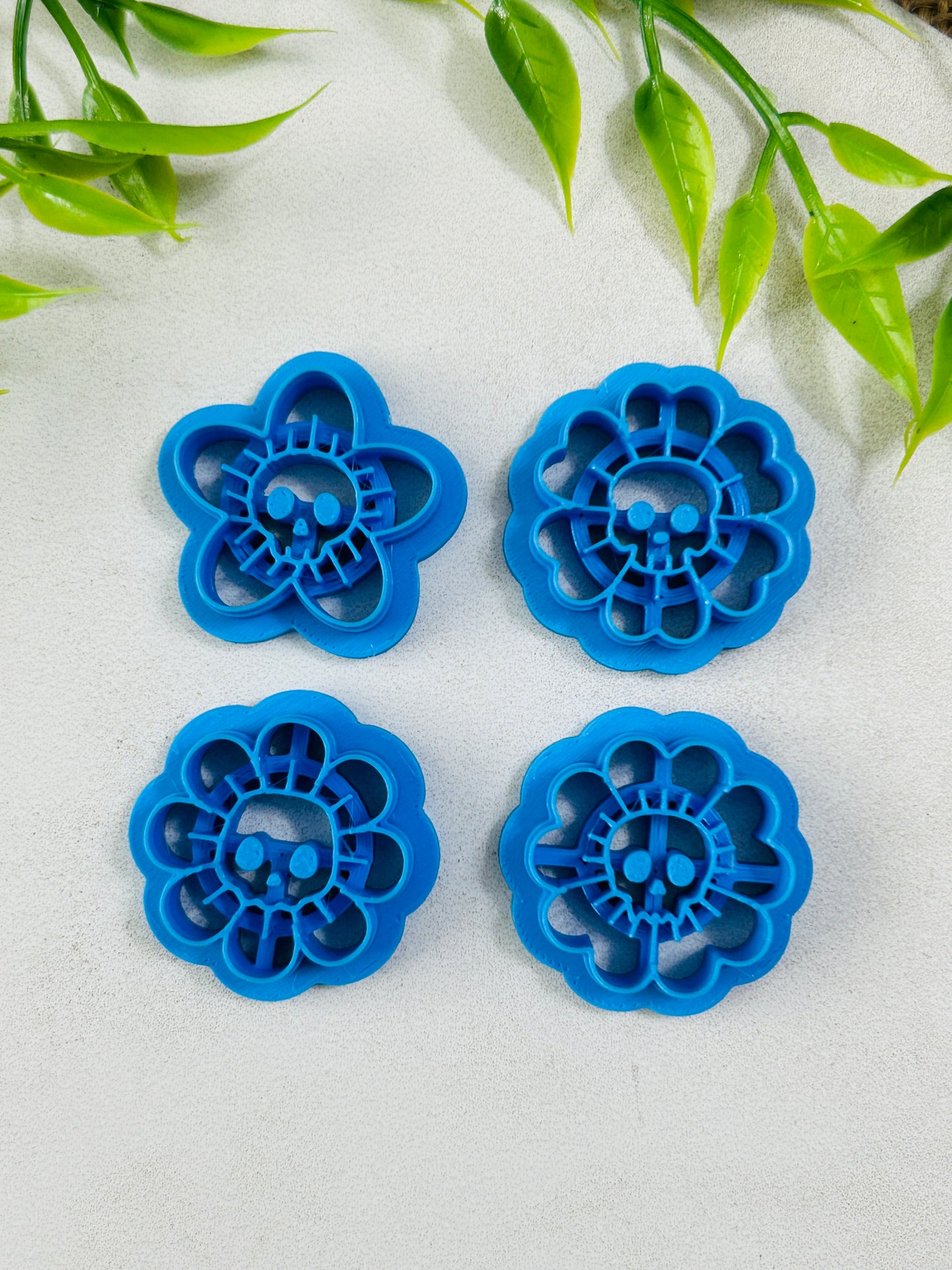 Doom Bloom Skull Flower Imprint Polymer Clay Cutter 4 Styles and 5 Sizes YOU CHOOSE