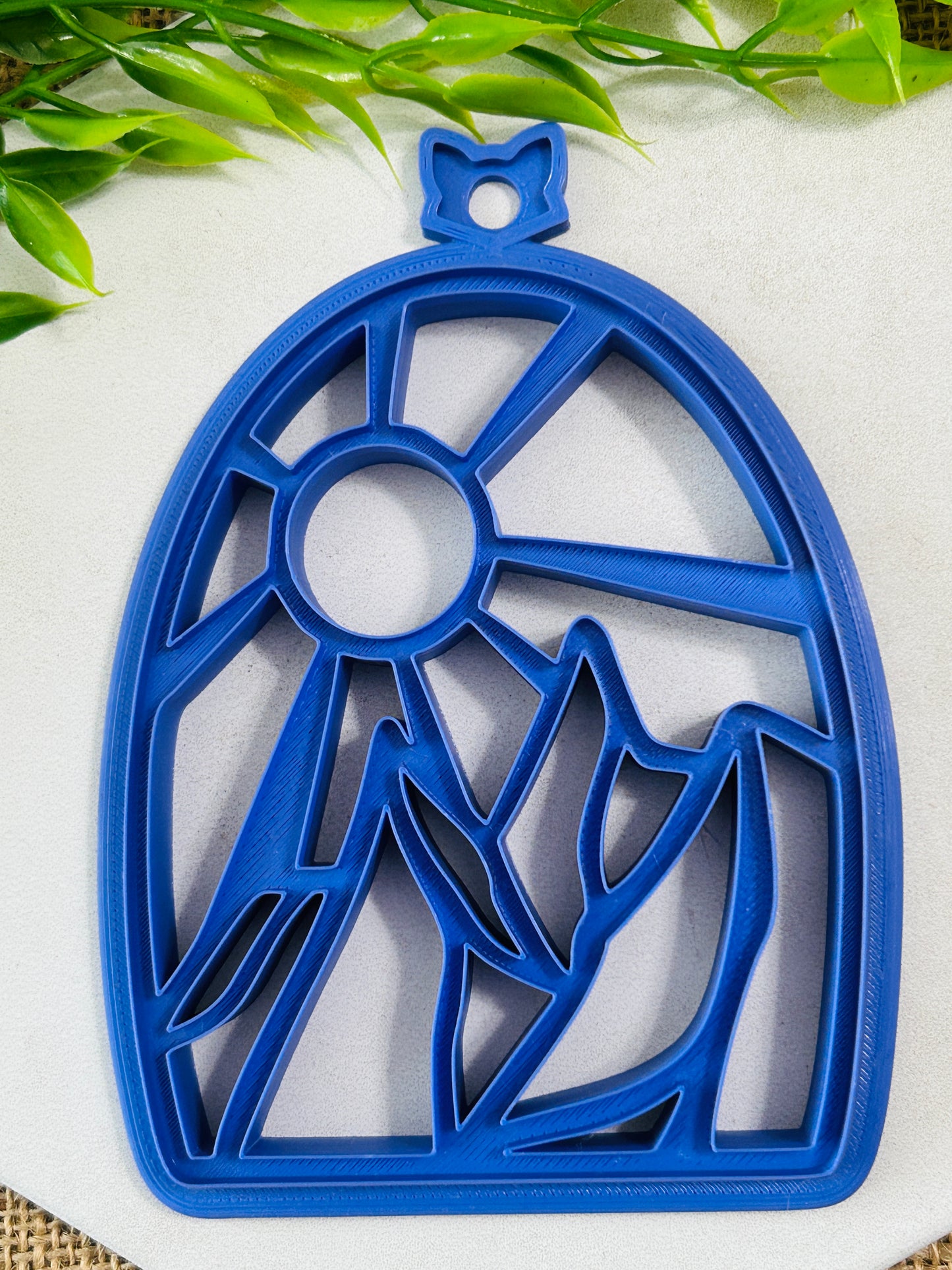 Sun Or Moon Over The Mountains Stained Glass Suncatcher Open Frame Polymer Clay Cutter TPAB 2 Styles YOU CHOOSE