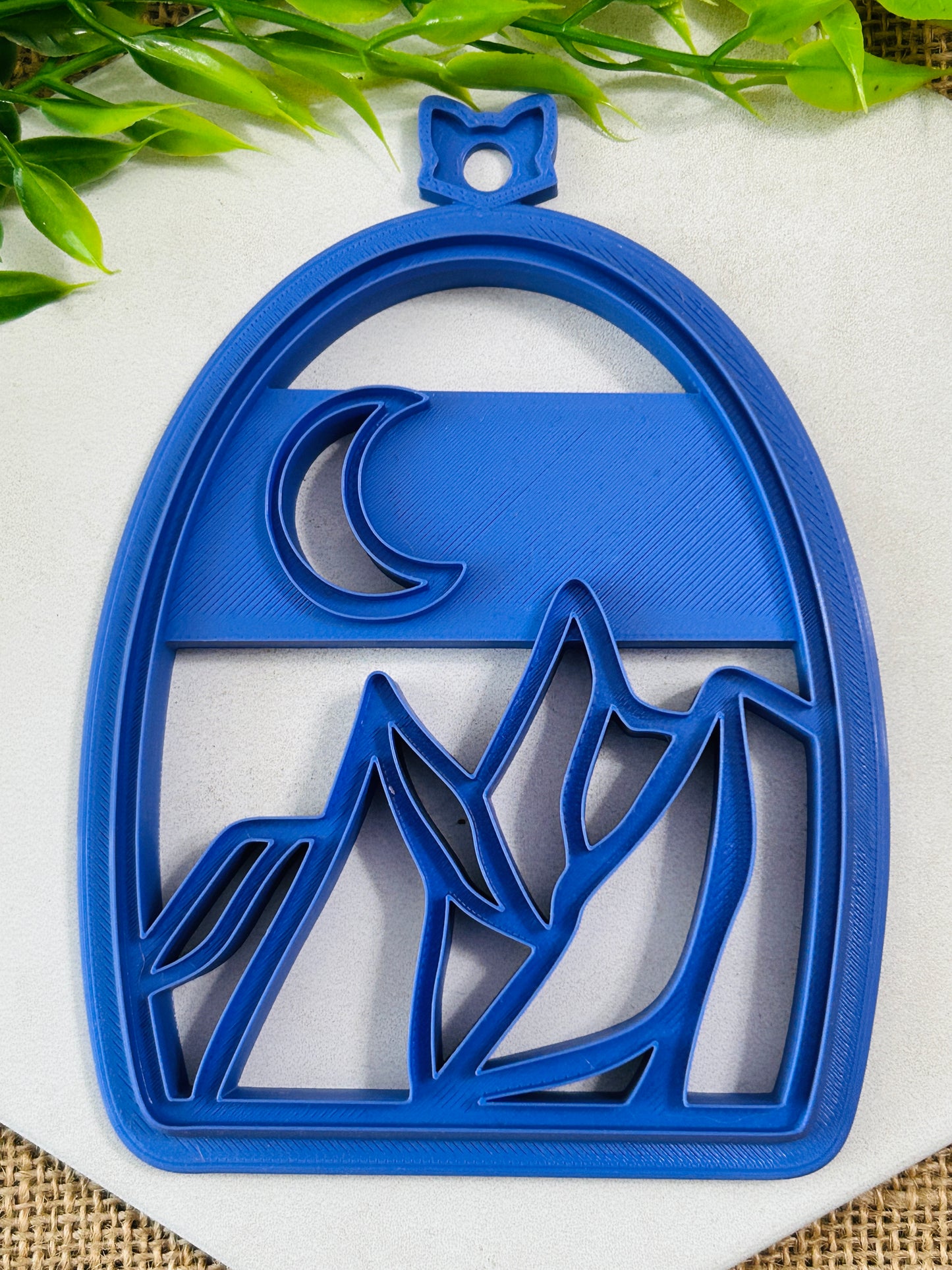 Sun Or Moon Over The Mountains Stained Glass Suncatcher Open Frame Polymer Clay Cutter TPAB 2 Styles YOU CHOOSE