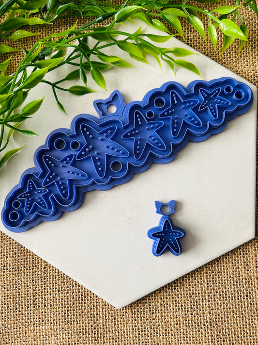 2pc Starfish and Bubbles Headband Bracelet or Bookmark and Stud Polymer Clay Cutter TPAB