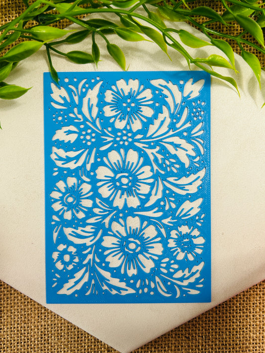 Boho Wildflowers Stencil For Polymer Clay