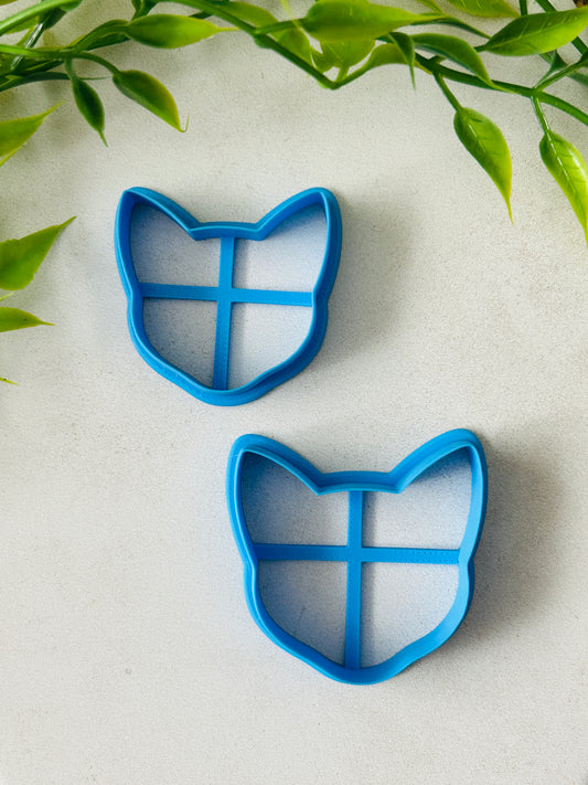 Jen's Cat Head Shape Outline Polymer Clay Cutter 2 Sizes You Choose