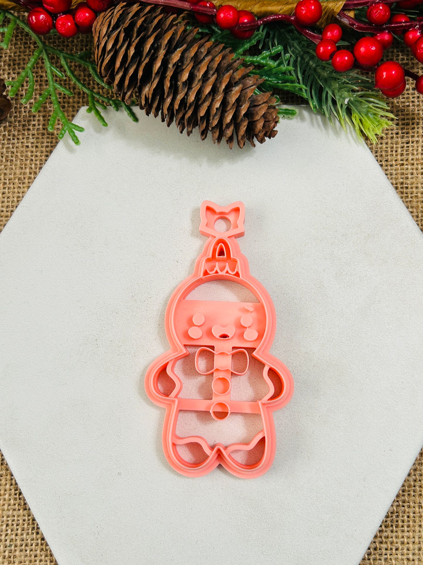 Sweet Gingerbread Man Imprint Ornament Polymer Clay Cutter TPAB