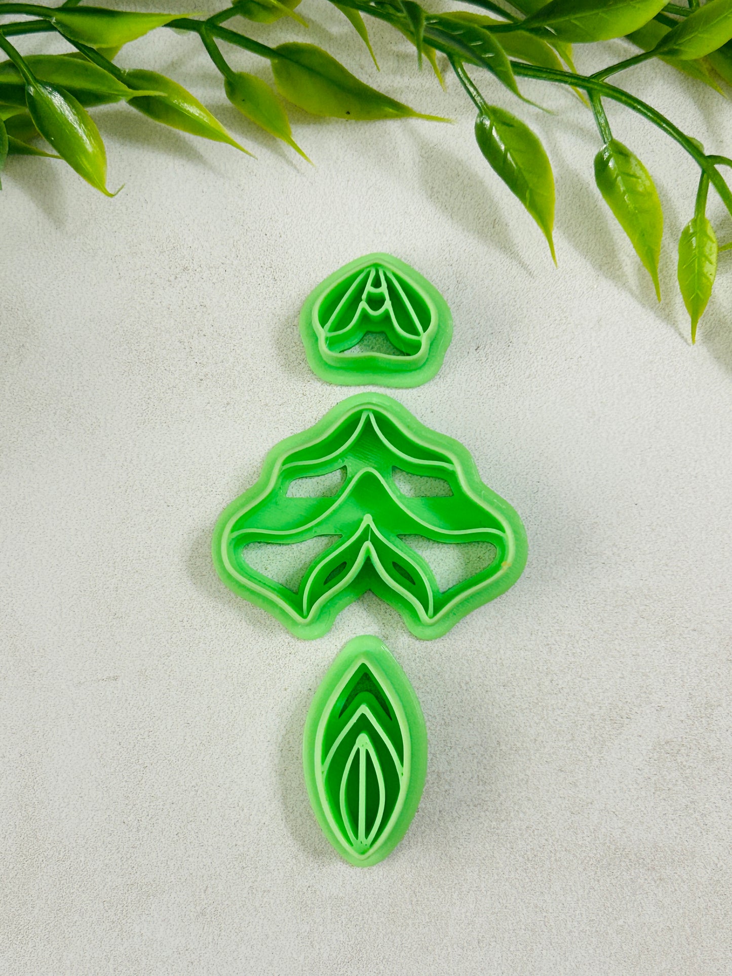 3pc Layered Leaf Dangle Imprint Polymer Clay Cutter Set