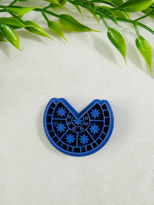 Boho Half Circle Medallion Imprint Polymer Clay Cutter Set 3 Sizes YOU CHOOSE