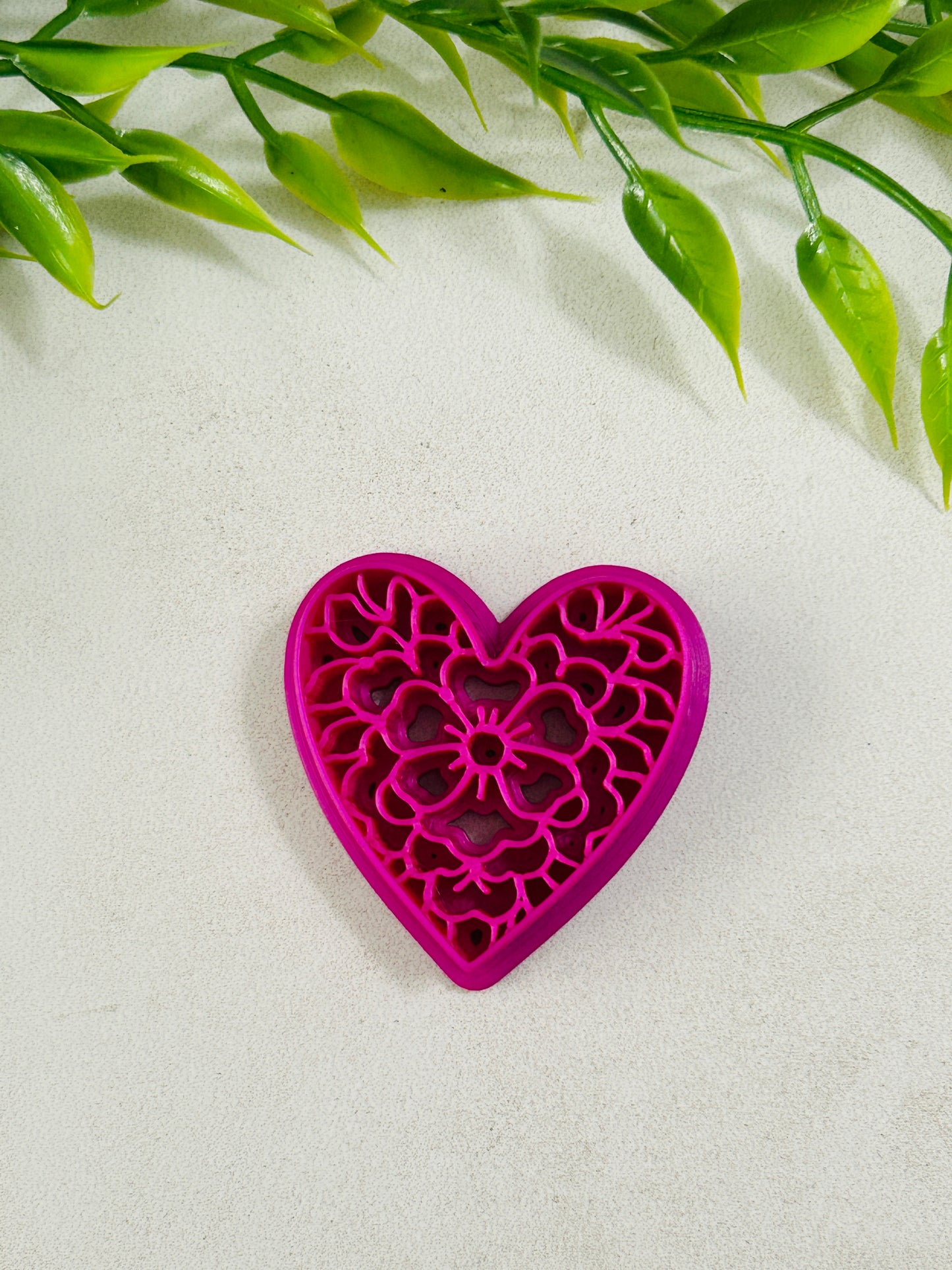 Floral Heart Imprint Polymer Clay Cutter Set 2 Sizes YOU CHOOSE