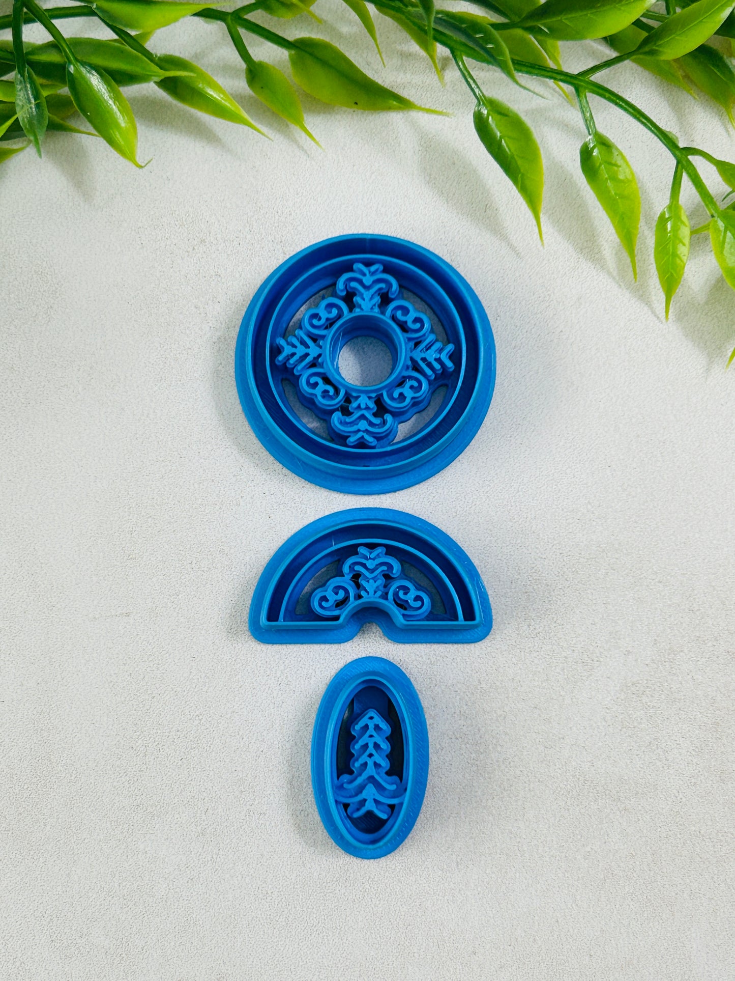 3pc Ornate Circle Dangle Imprint Polymer Clay Cutter Set