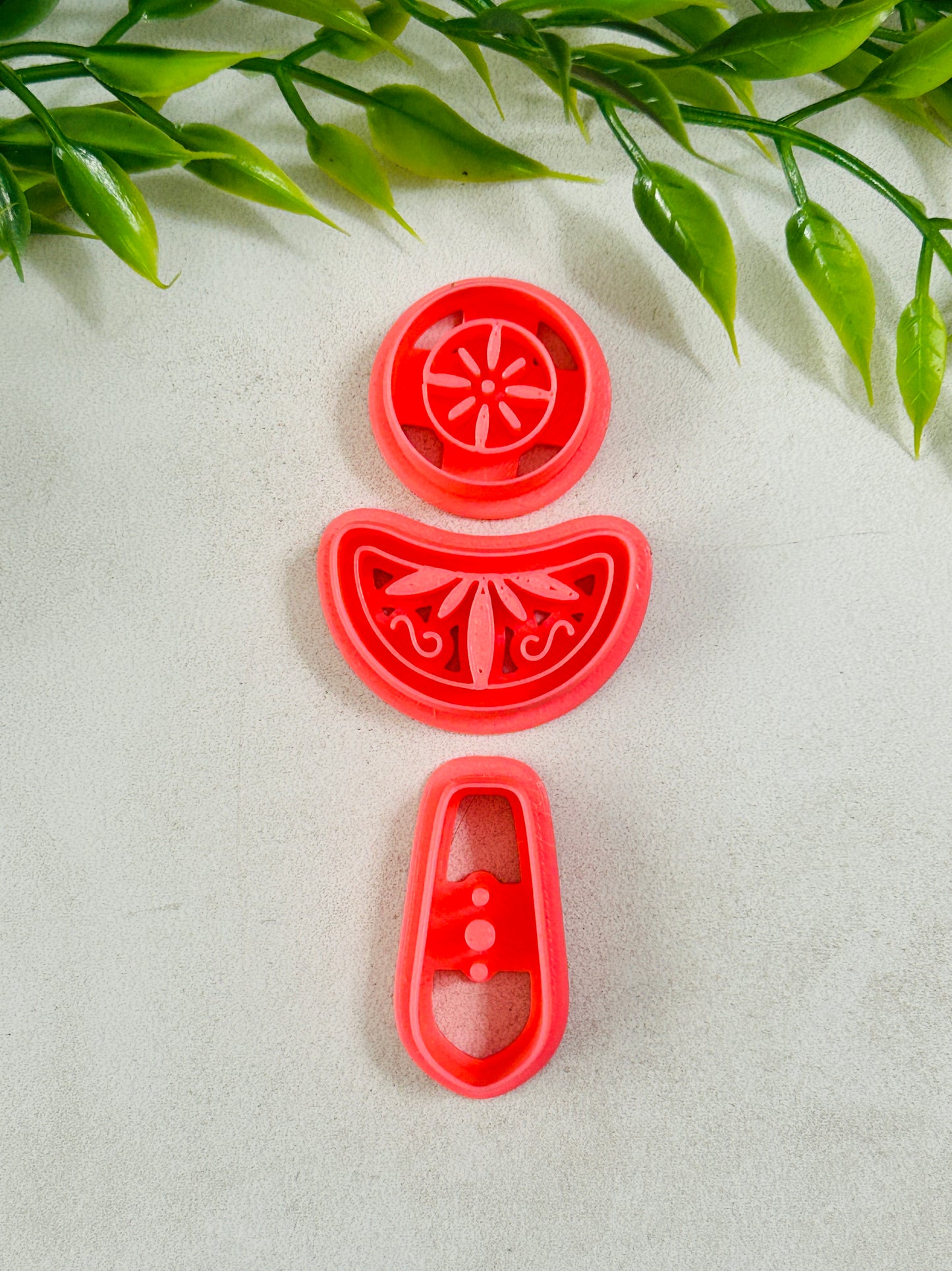 3pc Boho 3 Tiered Floral Dangle Imprint Polymer Clay Cutter Set
