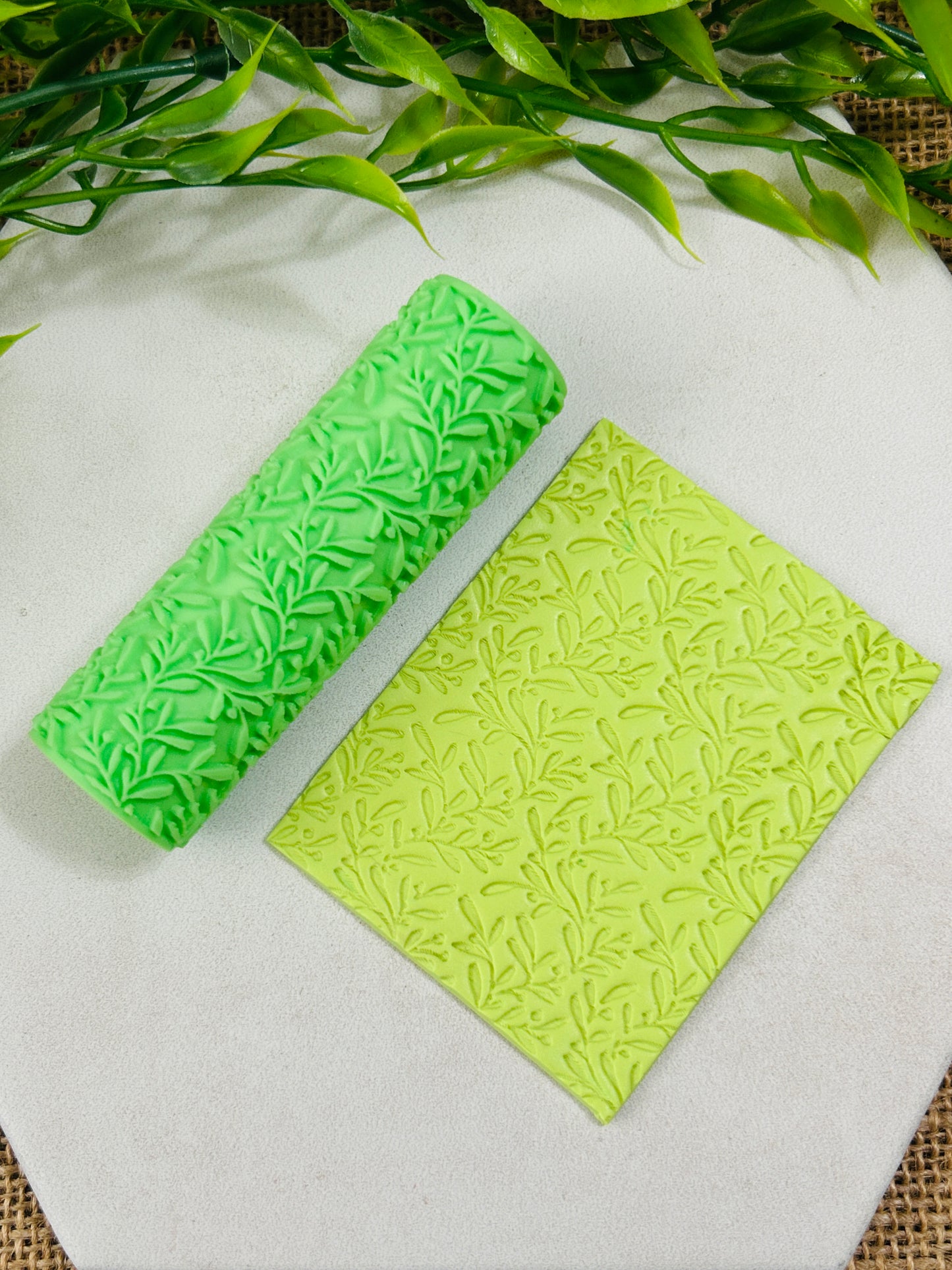 Little Leafy Sprig Pattern Texture Roller For Polymer Clay