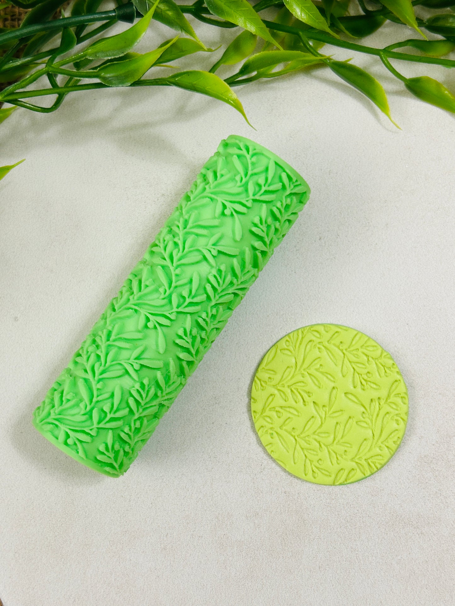 Little Leafy Sprig Pattern Texture Roller For Polymer Clay