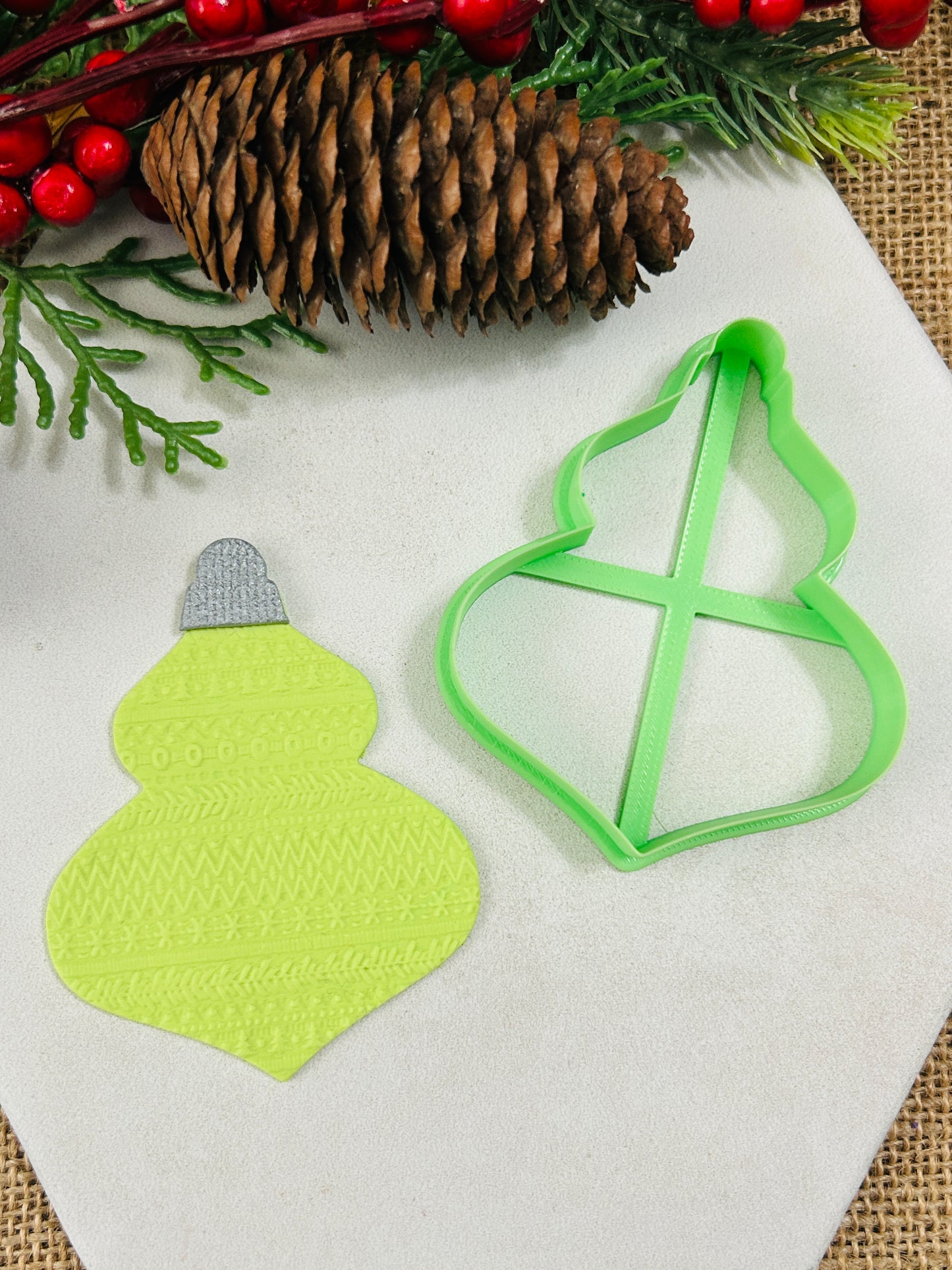 Vintage Bauble Ornament Style 4 Polymer Clay Cutter