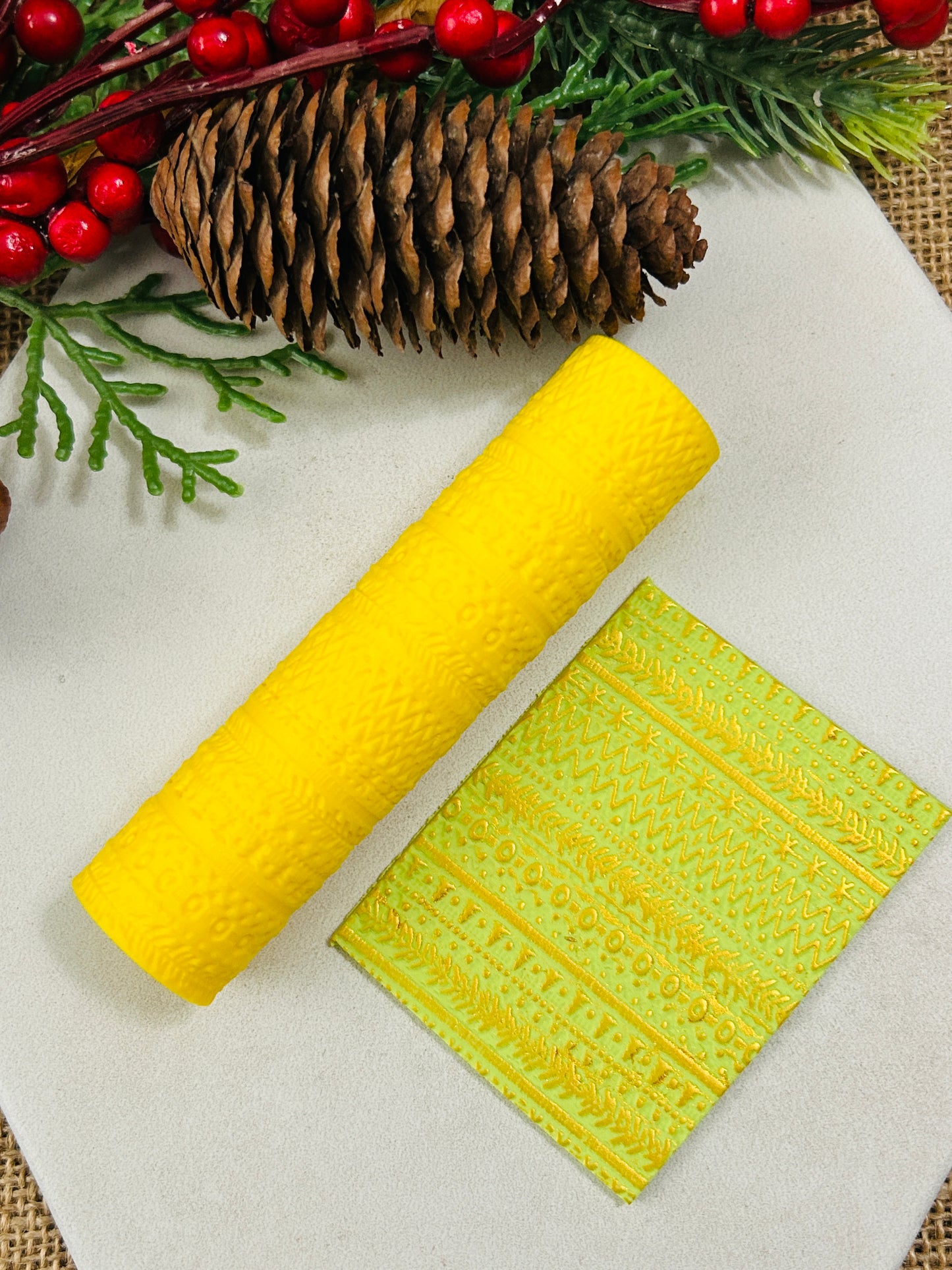 Christmas Pattern Stripes Texture Roller For Polymer Clay