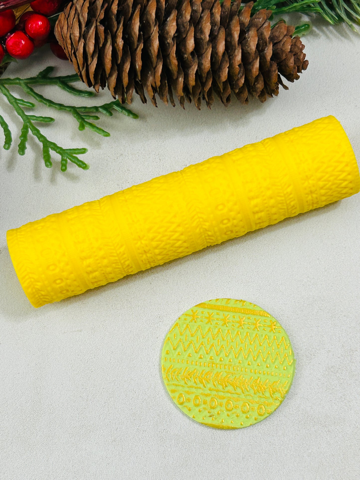 Christmas Pattern Stripes Texture Roller For Polymer Clay