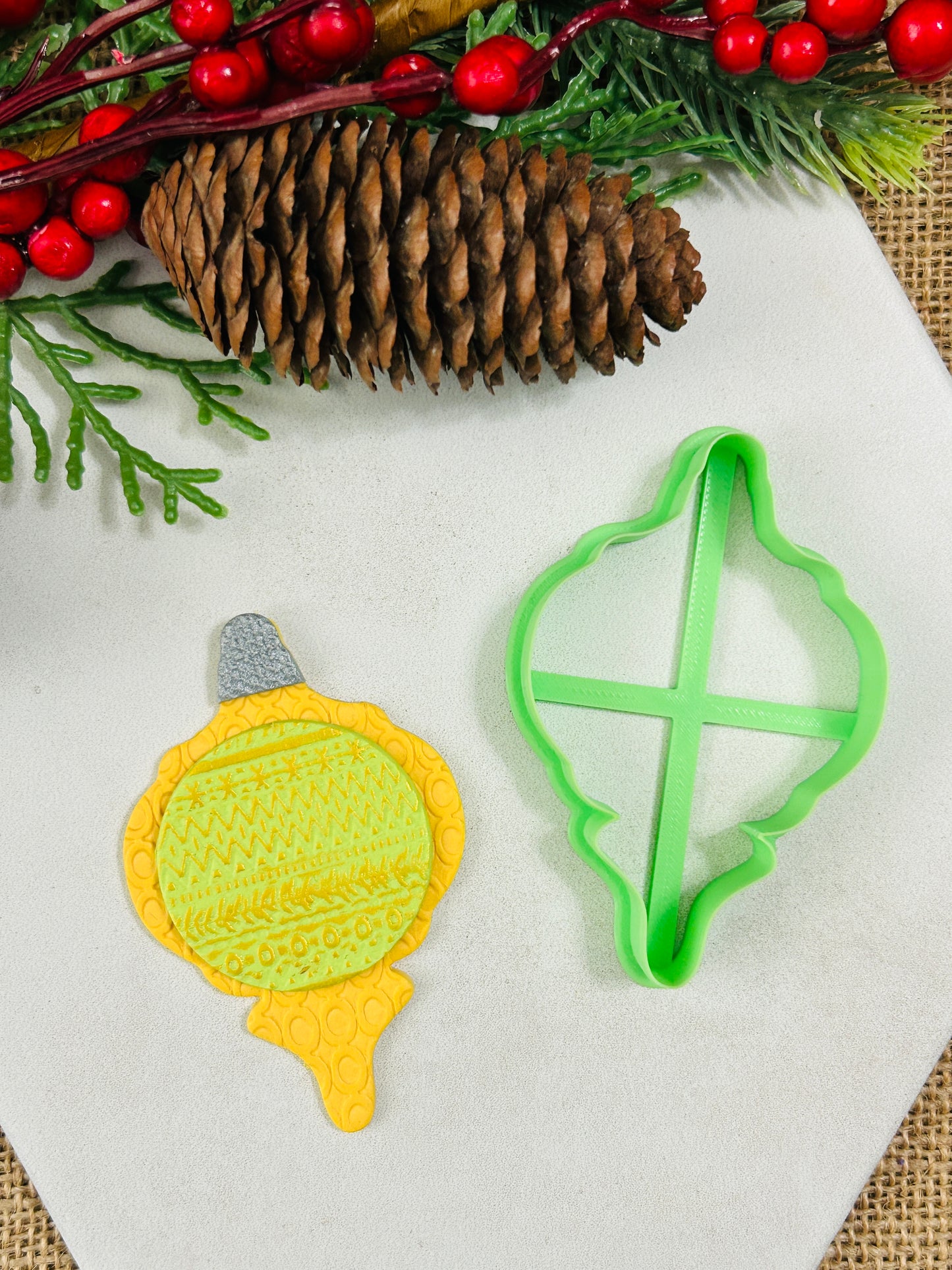 Vintage Bauble Ornament Style 2 Polymer Clay Cutter