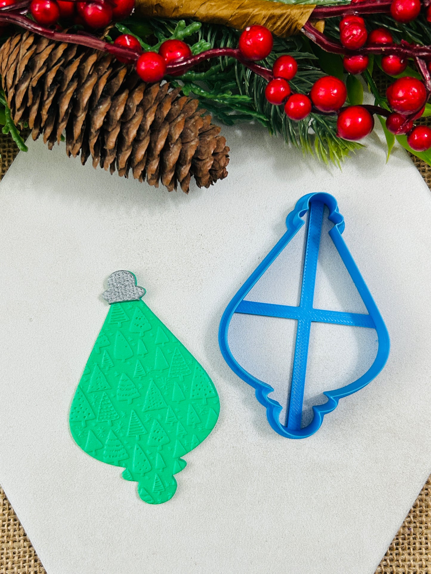 Fancy Christmas Trees Pattern Texture Roller For Polymer Clay