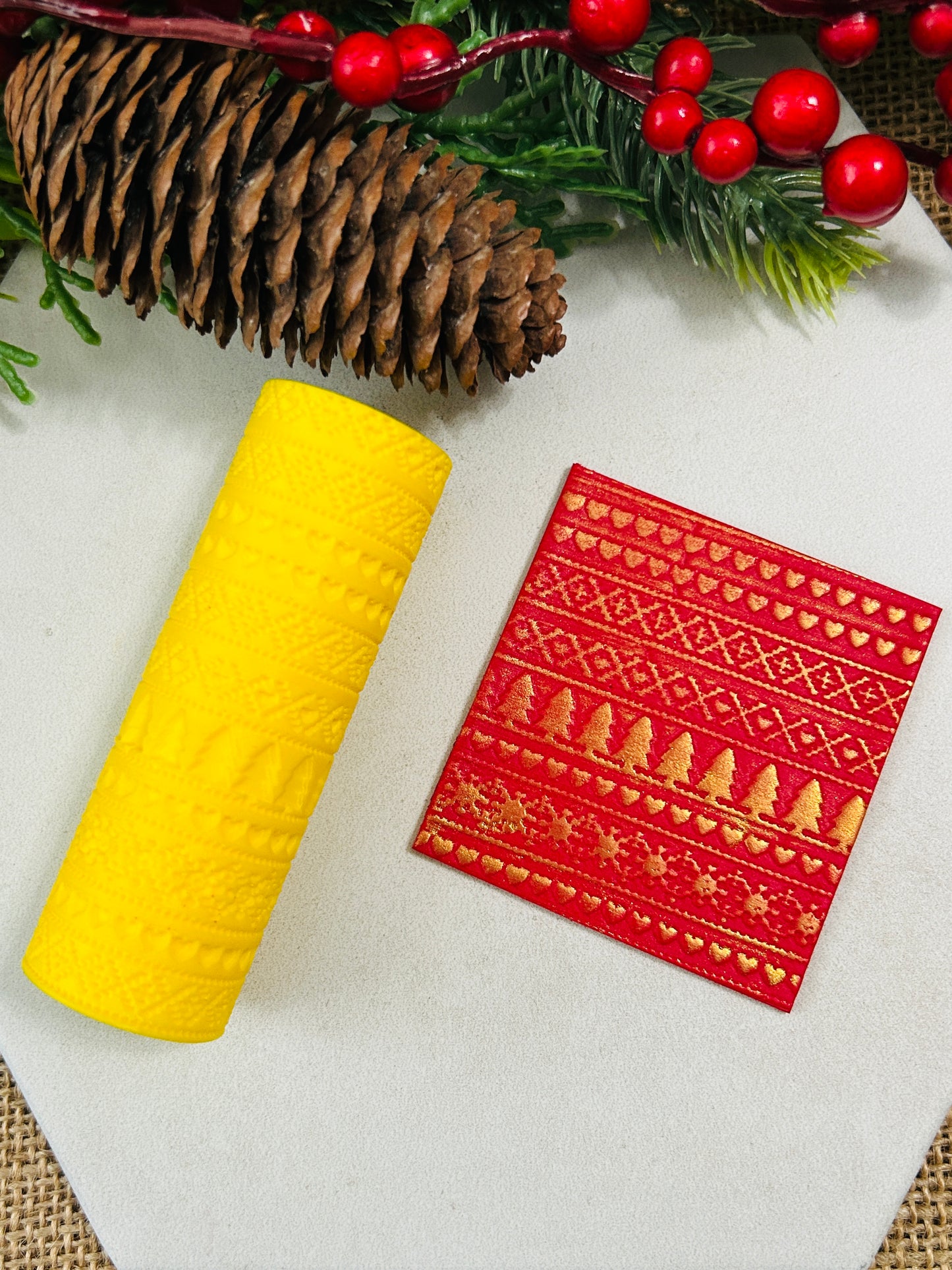 Christmas Sweater Pattern 3 Texture Roller For Polymer Clay
