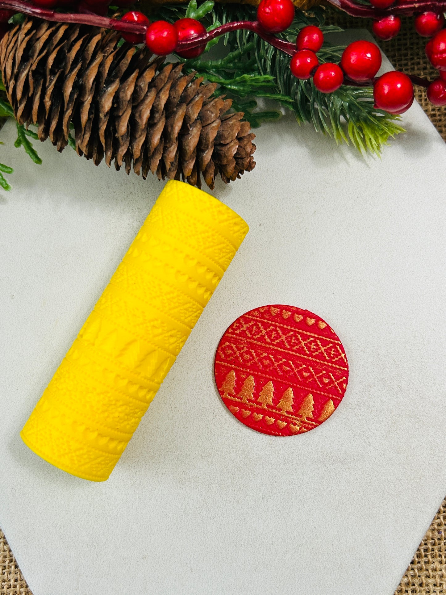 Christmas Sweater Pattern 3 Texture Roller For Polymer Clay