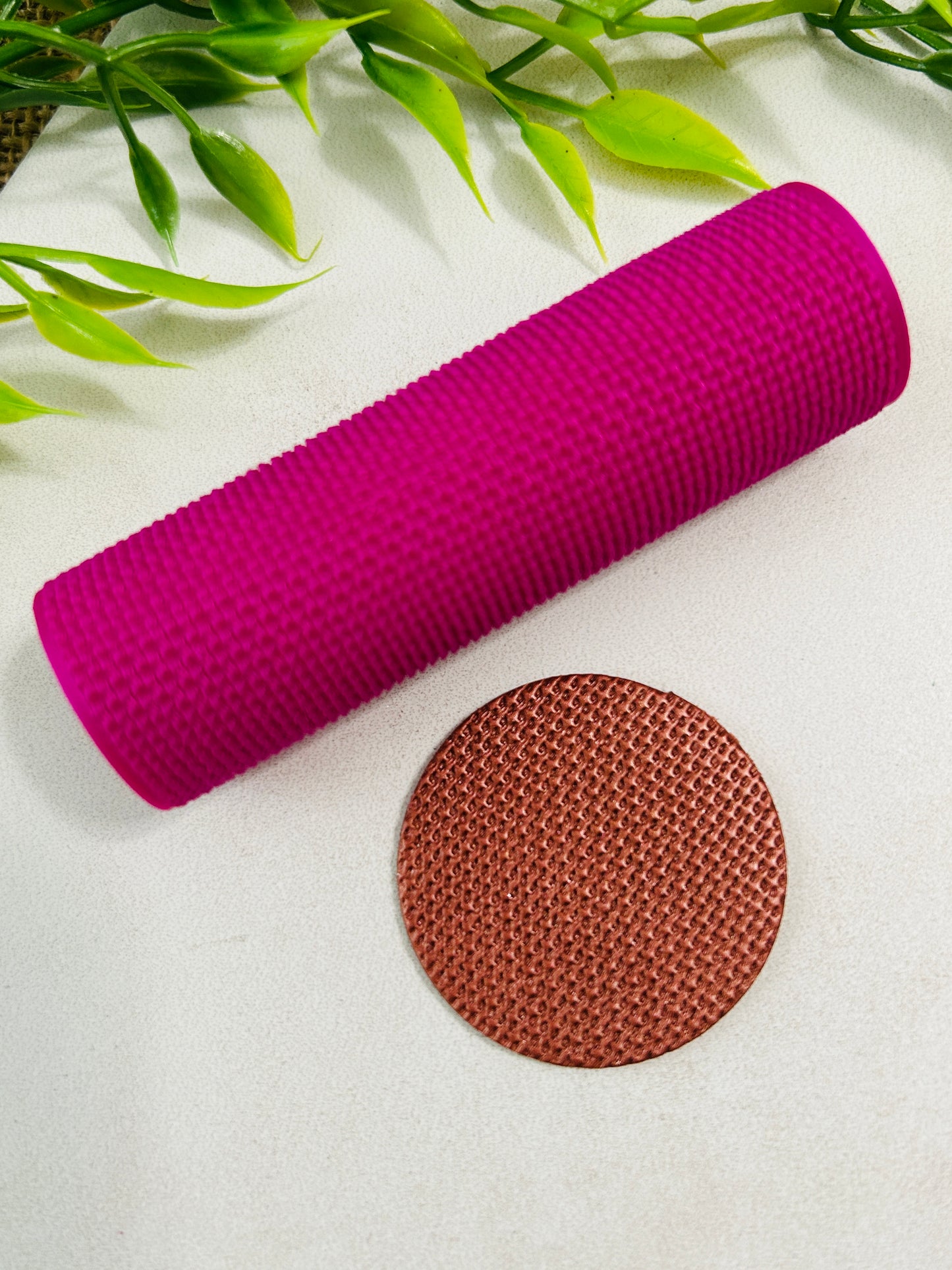 Embroidery Linen Canvas Fabric Pattern Texture Roller For Polymer Clay