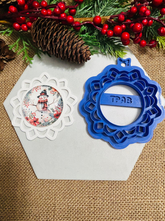 Elegant Lace Cut Out Circle Frame Ornament Or Trinket Dish Polymer Clay Cutter TPAB
