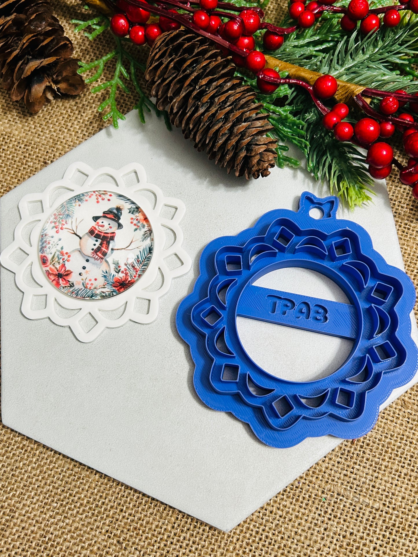 Elegant Lace Cut Out Circle Frame Ornament Or Trinket Dish Polymer Clay Cutter TPAB