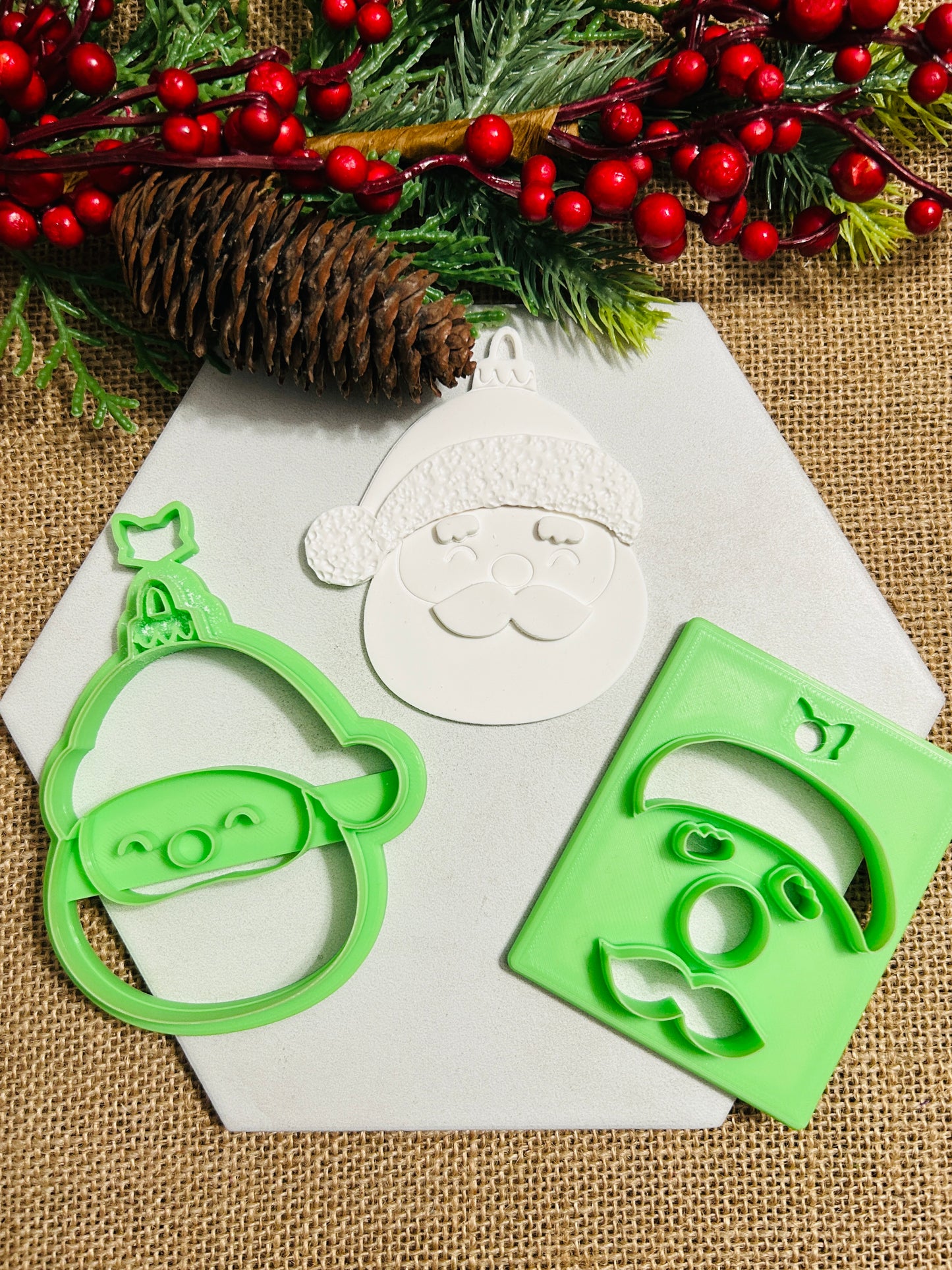 Sweet Santa 3d Ornament Imprint Polymer Clay Cutter TPAB